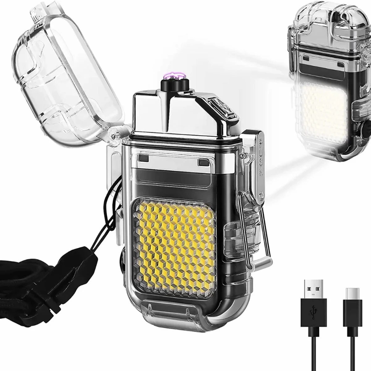 Rechargeable Transparent Lighter and Luminous Flash light